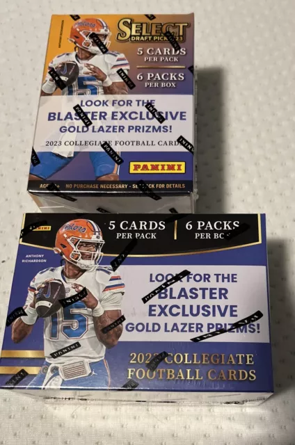 (2) 2023 Panini Select Draft Picks  Blaster Box - Gold Lazer.  Lot Of 2