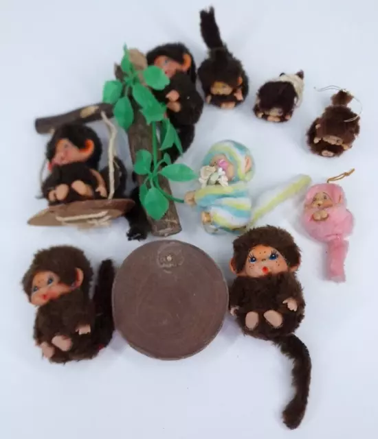 9 Mini Monchhichi Plush Bundle Lot Stuffed Toy Vintage Monchichi