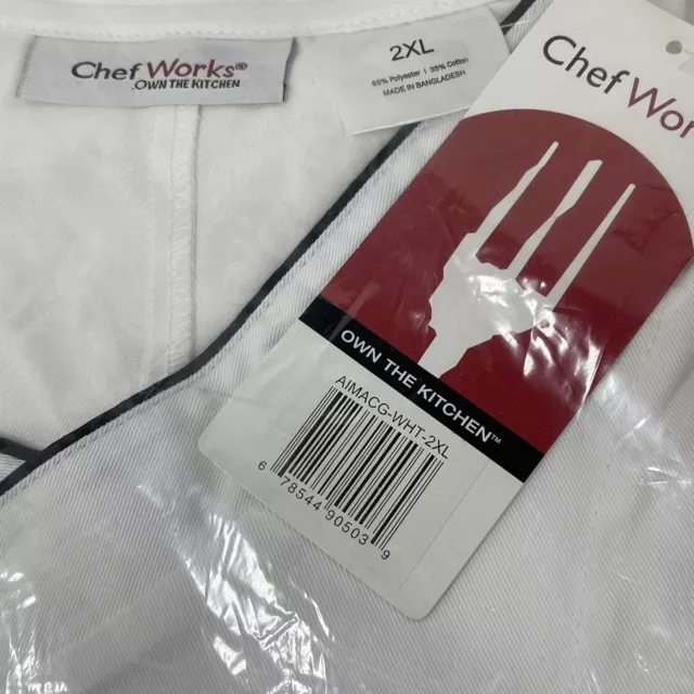 Chef Works Coat 2XL International Culinary School Art Institute Button Up White