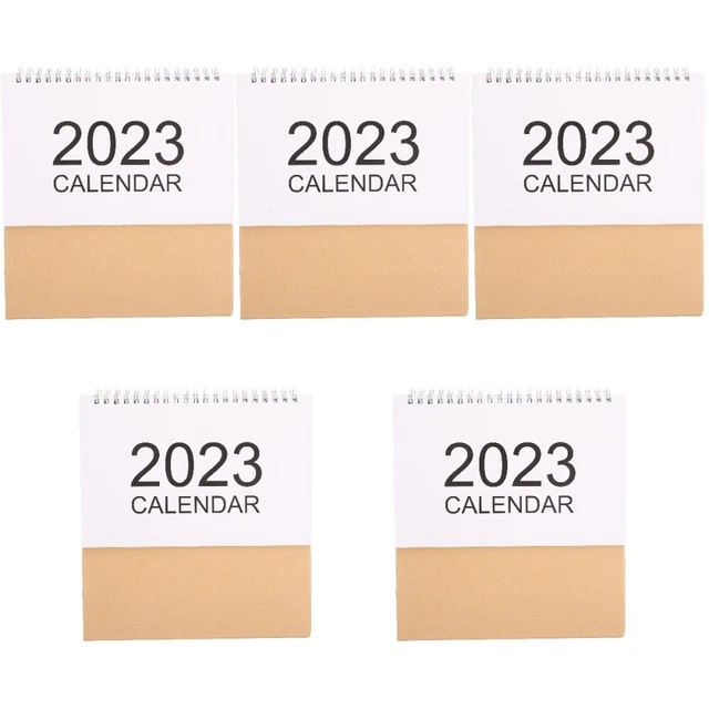 Set of 5 Monatlicher Bürokalender 2023 Mini-Tischkalender Erinnerungsbuch Spule