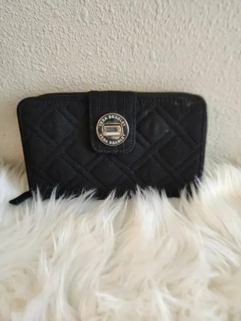 Vera Bradley Turnlock Wallet Wristlet Classic Black Microfiber Removeable Strap Vera Bradley Turnlock Wallet Wristlet Classic Black Microfiber Removeable Strap