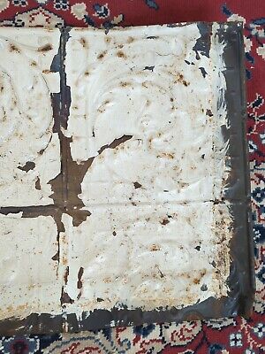Antique Tin Ceiling Trim Panel. 48” X 19” Nice Chippy Paint Patina Galore! 2