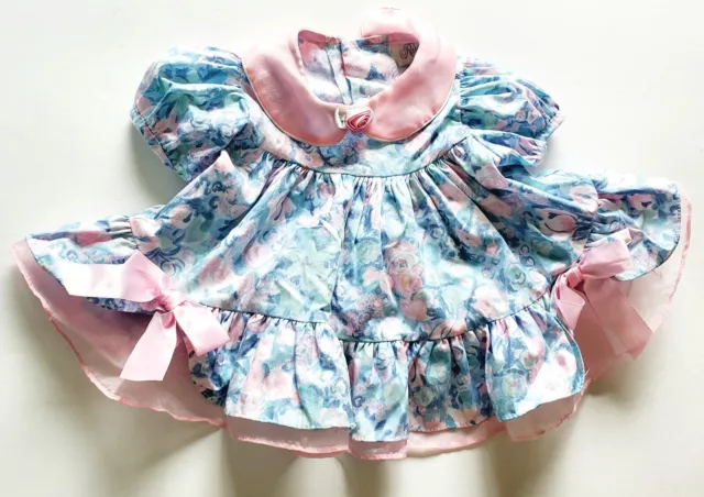 Vintage Rare Editions Baby Girls Floral Dress Sz 6mo Pastel Flowers 90s
