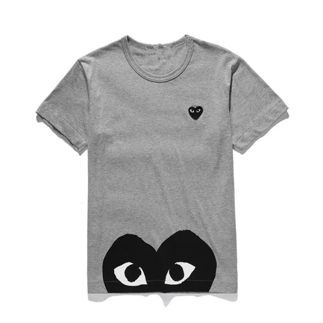 Streetwear Comme Tee des Garcons Gray Play Red Half Heart T-shirt