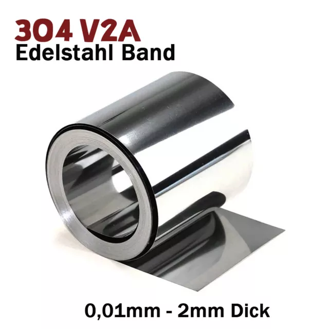 304 V2A Edelstahl Band Folie Blech Platte Streifen Panel 0,01mm - 2mm Dick