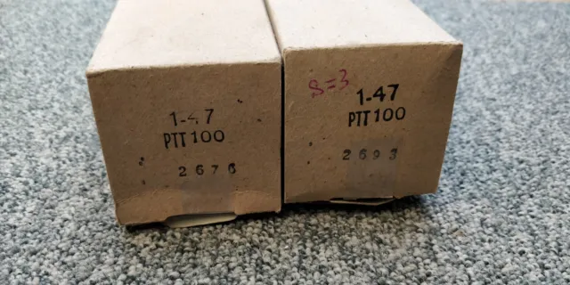 pair PTT 100 tube triode valve NOS NIB same year. Radiotechnique manufacturer