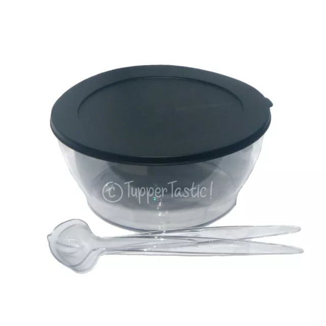 Tupperware Eco Clear Bowl plus Salad Servers Set Table Collection 4 L Black