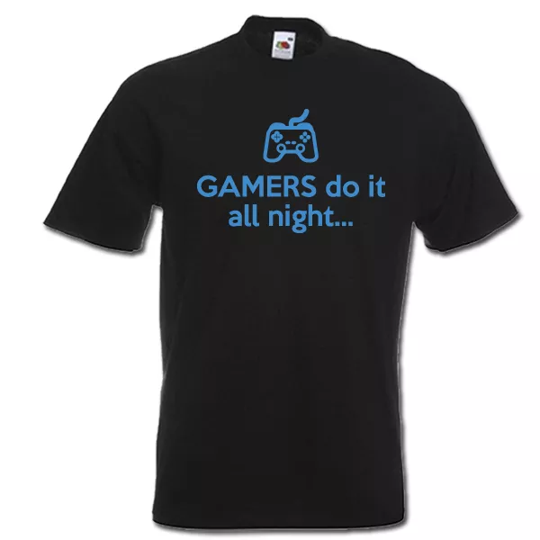 T-shirt da uomo GAMERS do it all night xbox playstation gaming eat sleep game divertente 4