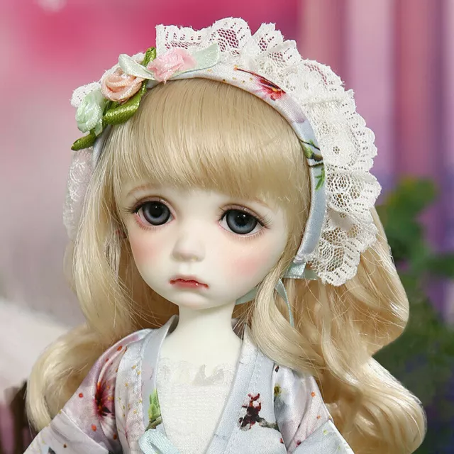 1/6 BJD Doll Face Makeup Eyes Wig Kimono Clothes Toy FULL SET Ball Jointed Girl
