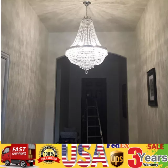 French Empire Crystal Chandelier Lighting 9-Lights Ceiling Light Pendant Lamp