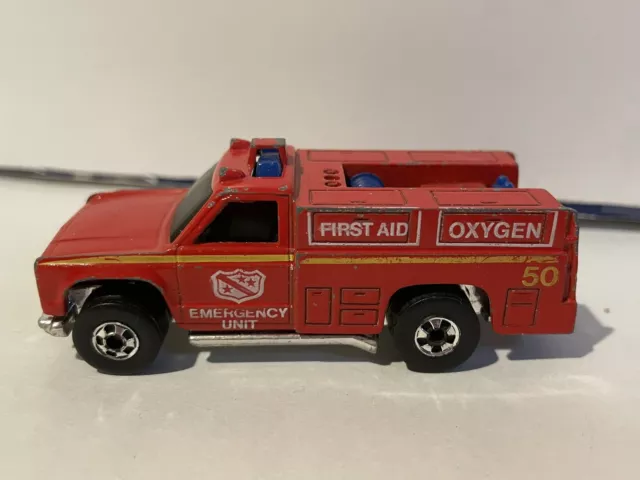 Hot Wheels 1974 Emergency Squad Red Emergency Unit made in Hong Kong