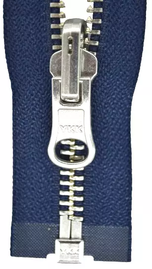 YKK Wendeschieber Reißverschluss 50-100 cm 5 mm metall silbern marine blau  1Weg