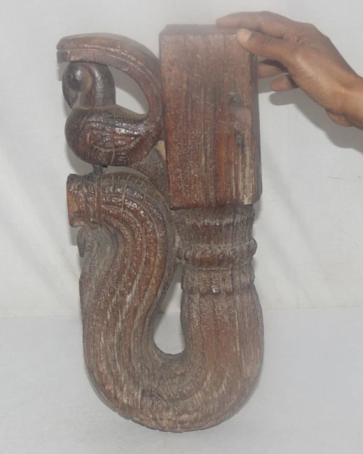 1850 Antike alte seltene handgefertigte schöne Vogelform Holztürverkleidung...