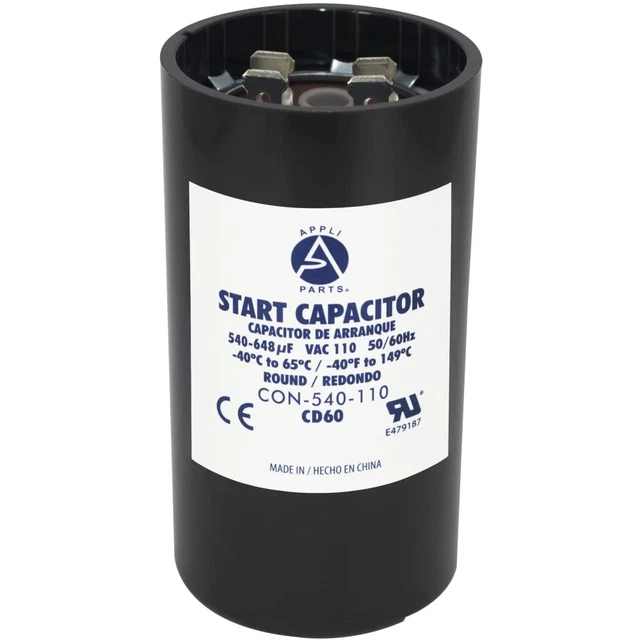 Appli Parts Motor Start Capacitor 540-648 Mfd (Microfarads) Uf 110-125 VAC Unive