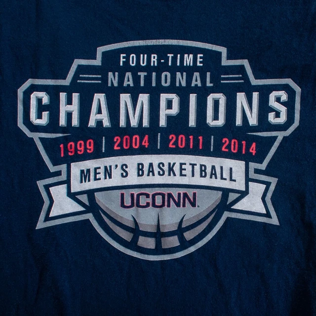 UConn Huskies Basketball Four Time National Champions Mens T Shirt Size S Gildan