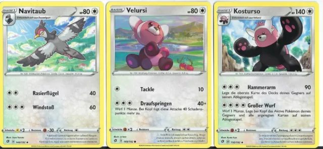 3 Stk. Pokemon Karten (Clash der Rebellen) Energietyp: Farblos | Near Mint | D