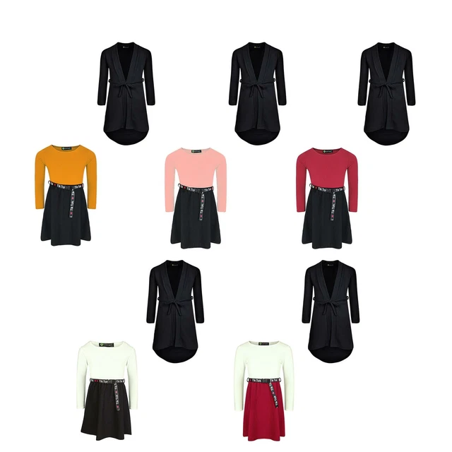 Abito da pattinatore cintura bambina Tik Tok longline tuffo orlo set giacca blazer pacchetto 3-14