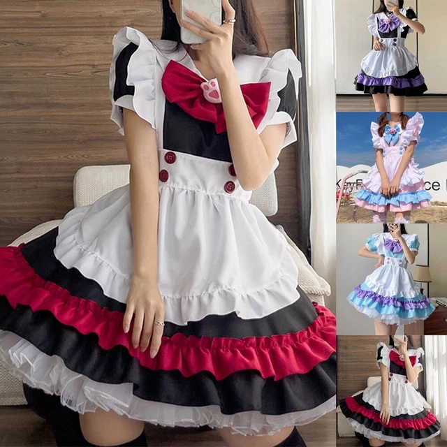 Robe de femme de chambre douce Lolita filles anime cosplay couches roses longueu