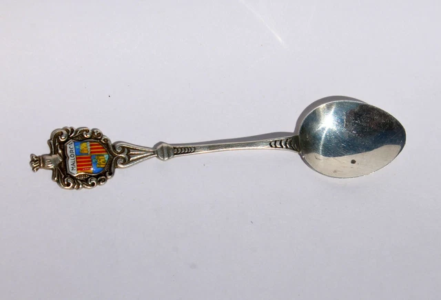 Petite cuillère de collection avec boîte, Blason Les Comptamines, Métal argenté