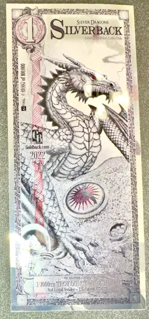 2022 Silver Back  Dragon, 1/1000 Troy Once Silver GB Note