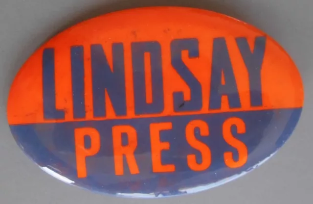 John V. Lindsay PRESS Pin back Button Congressman 1964 New York City Original