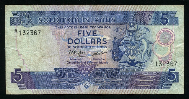 SOLOMON ISLANDS - 5 Dollars (1986) Banknote Note - P 14 P14 (F)