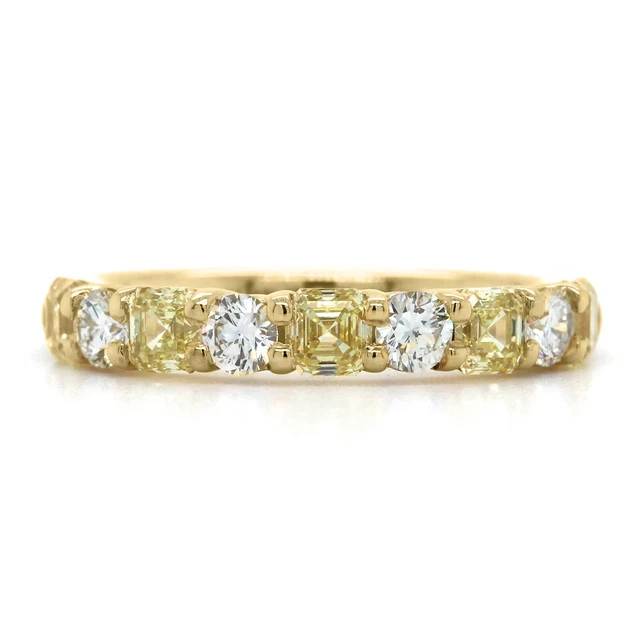 Rond Brillant Coupe Moissanite En 18k or Jaune 9-Stone Cadeau Anneau Mariage