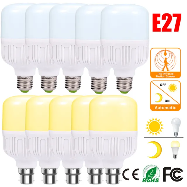 E27 LED Lampe Glühbirnen mit Bewegungsmelder Birne Leuchtmittel 9W/12W/15W 180°