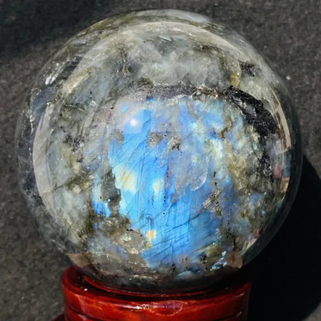 Natural labradorite moonstone ball rainbow quartz crystal sphere 3260g