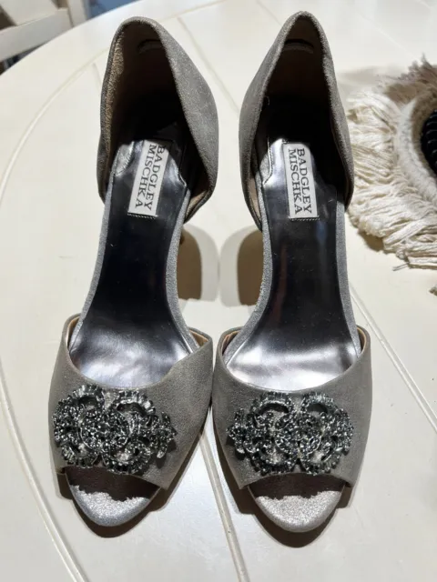 BADGLEY MISCHKA D'orsay Dorsay Jewel Peep Pump Heel Shoes 8.5