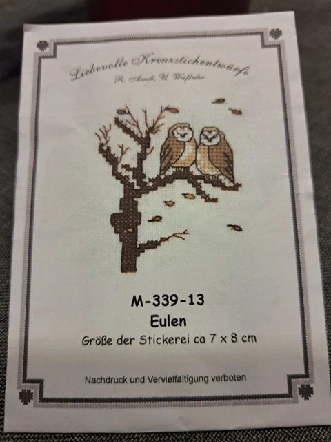 Stickvorlage Kreuzstich Stickbild point de croix Patchwork Eulen LKE