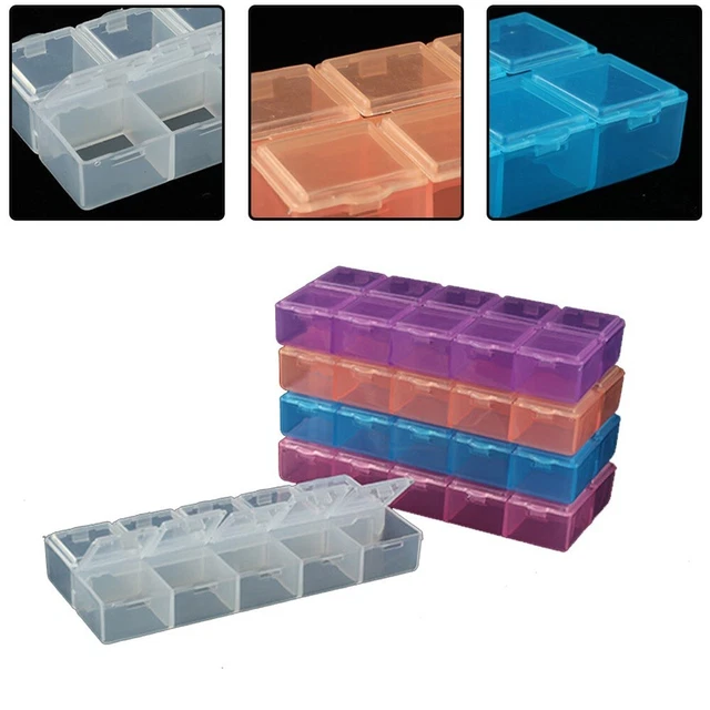 Caja de almacenamiento compartimento tornillo transparente recipiente de perlas soporte pendiente