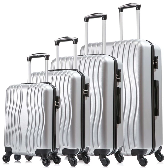 4Piece Luggage Travel Suitcase 360° Spinner Wheels Digit Lock,Silver finished