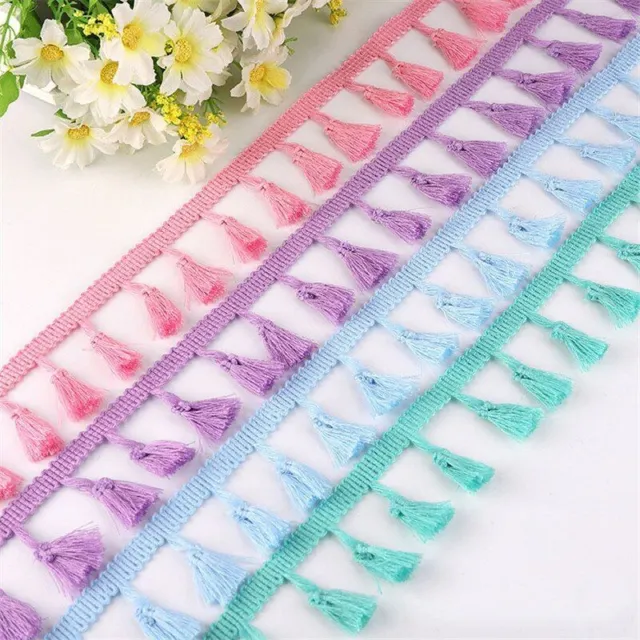 Lace Tassel Fringe Cotton Ribbon Lace Trim Sewing Garment Decorative 2yards Set