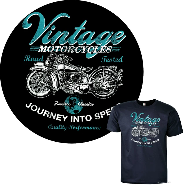 T-shirt biker vintage cult motivo moto moto d'epoca cafe racer *4015 ny