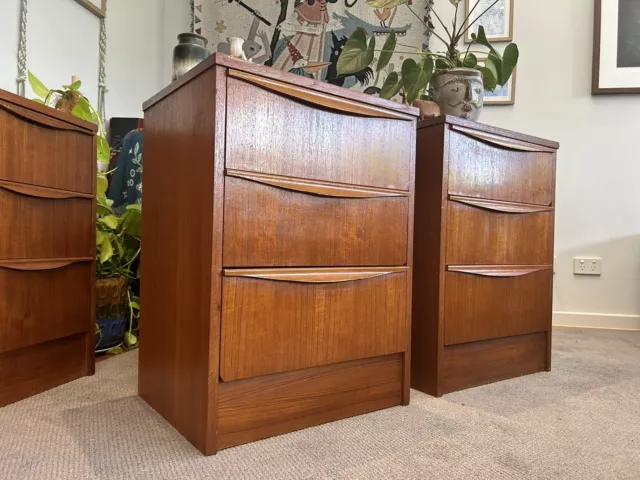 Vintage retro bedside tables mid century teak stunning