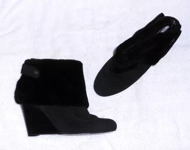MINELLI bottines zippées compensées cuir daim noir P 39 ½ TBE