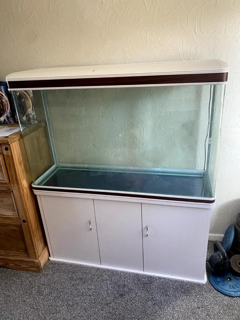 Aquarium Fish Tank Cabinet Large LED Lighting Tropical Marine White 4ft 300L
