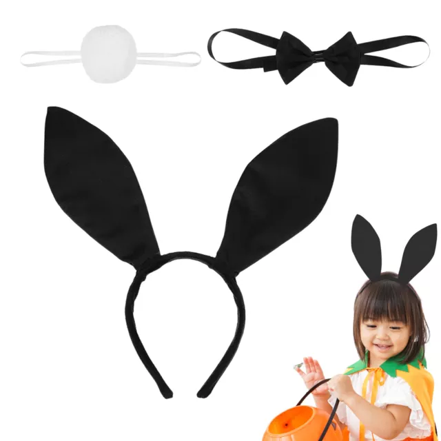 Bunny Costume Playboy Accessory Set With Rabbit Ear&Bow Tie&Tail,Black/White NEW