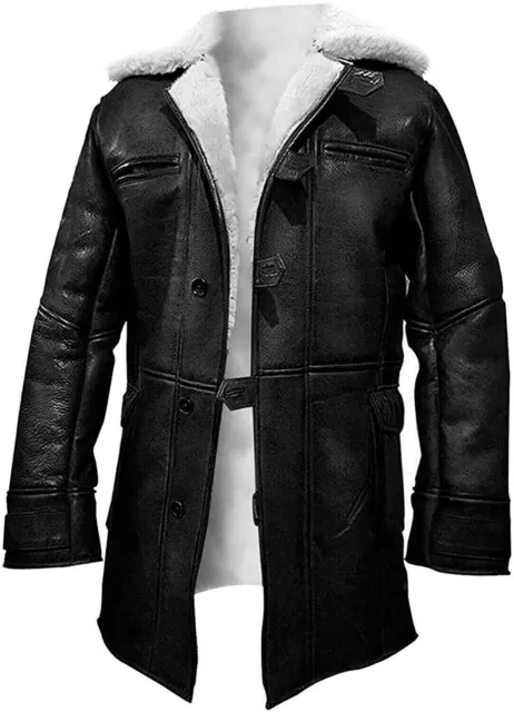 Mens Real Leather Bane Coat Tom Hardy Dark Knight Rises Trench Jacket Plus sizes