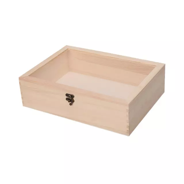 Unfinished Wood Box, 2 Layers Wood Jewelry Box Tray with Locking Clasp Wood  Box Organizer for Crafting Gift Box Tool and Brush Storage Box 