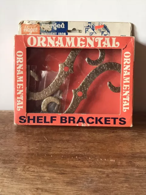 Vintage Hager Ornamental Shelf Brackets Gold NIB Vintage Packaging