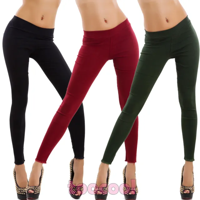 Pantaloni donna leggings aderenti sfrangiati skinny elastici sexy nuovi KZ-201