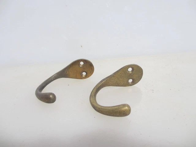 Vintage Brass Hooks Old Gold Coat Hook Hangers  Curtain Tie Backs  1.5"D