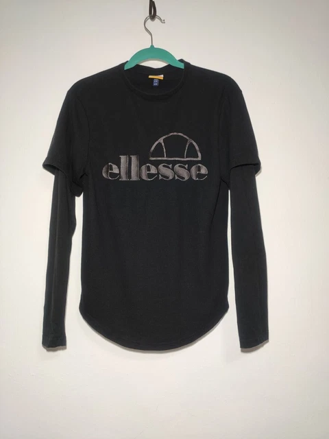 Ellesse T-shirt a maniche lunghe da uomo taglia XS nero grande logo  
