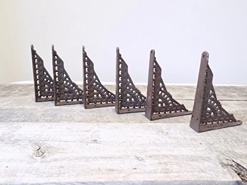 6 Antique Style Shelf Brace Wall Bracket Cast Iron Brackets Small 4 3/4&quote...