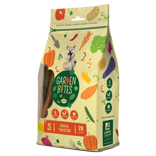 Duvo + Jardín Bites Dentales Twisters 420G / TAMAÑO S, Nuevo