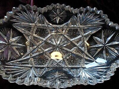 Beautiful Abp H.c. Fry Cut Glass "Sunbeam" 7 3/4" Relish/Pickle Dish Unmarked