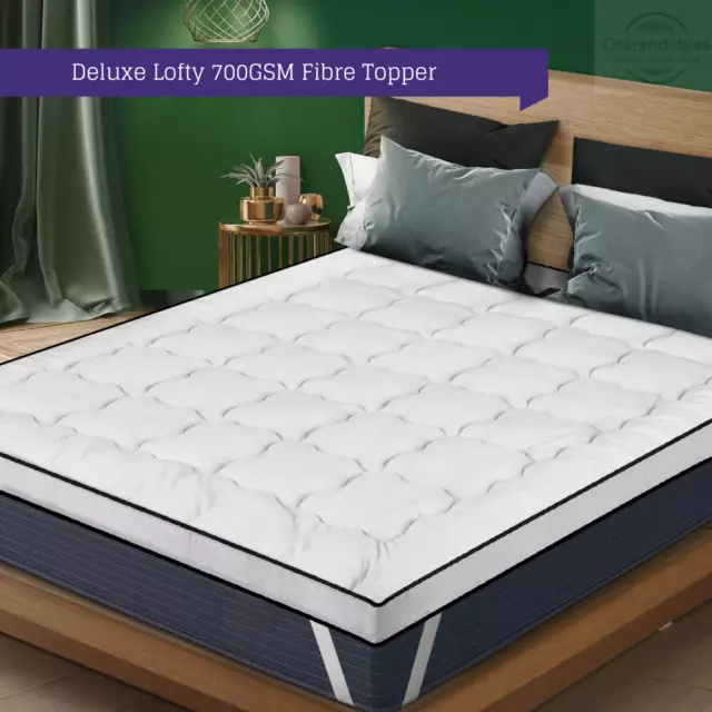 Luxury Soft Premium Lofty 700GSM Memory Fibre Mattress Topper | Anti Allergy