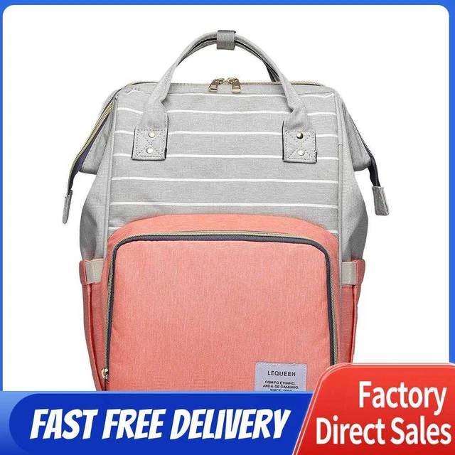 Stripe Backpack Mummy Maternity Diaper Bags Large Capacity Baby Care (Pink)